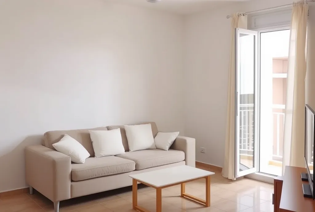 Salón de una vivienda tras la descontaminación